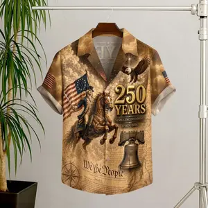 Vintage 250th Anniversary Hawaiian Shirt, 250 Years of Freedom Aloha Shirt, We The People Shirt, America Summer Shirt, Fourth of July Gift