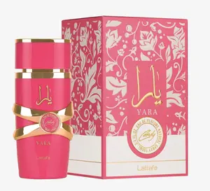 Lattafa Yara Candy EDP for Women 3.4 FL.OZ 100ML - Elegant Pink Bottle with Gold Accents
