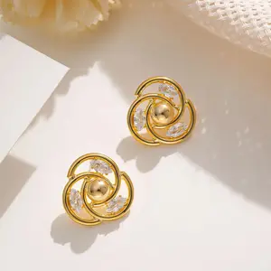 Lumière Fleur Royale 18K Gold Plated Zircon Earrings
