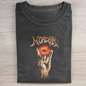 Vintage Mordor Graphic Tee - Sauron Rocks - The Lord of The Rings Shirt - LOTR - Movie Shirt for Men - Menswear, Top Hoodie Tshirt Casual Black