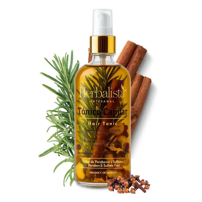 Herbalista Hair Growth & Strength Tonic, 100% Natural Plant Blend Haircare Spray with Rosemary, Ginger, Mint, Cinnamon, 250ml (8.45 fl oz) Daily No-Rinse Oil, Root Strength Boost, Soothing Liquid Any Hair Type Shampoo, Nature