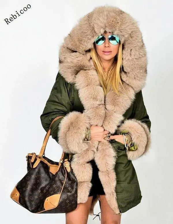 Hooded Fishtail abrigos mujer invierno faux fur