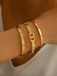 Women's Stainless Steel Bracelet Set, Elegant Jewelry Gift for Women, Perfect for Daily Wear & Special Occasions