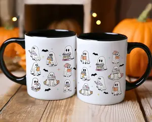 Cute Ghost Reading Mug, Gift For Book Lover, Mug Gift For Her, Halloween Mug, Ghost Mug, Ghost Book Lover Gifts, Ghost Books Coffee Mug