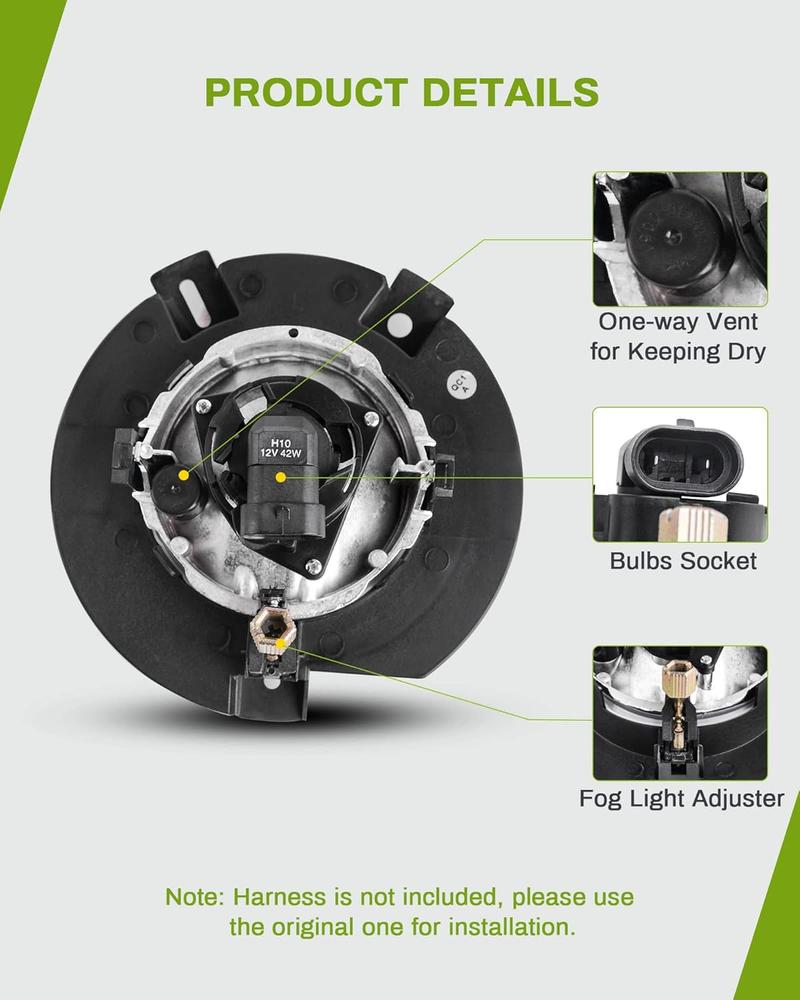 YITAMOTOR Fog Lights Compatible with 2002-2005 Ford Explorer 02-05 Fog Light Replacement,with 12V 42W H10 Bulbs,OE Style Real Glass Clear Lens