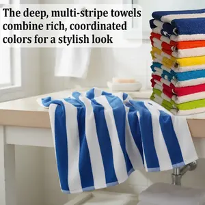 Summer Essential Striped Beach Towel in Different Colors, Quick-Dry Absorbent Large Bath Towel 450GSM, 30*60inch, Perfect for Family Travel Swimming Pool Cruise Fitness Seaside Vacation, Ideal for Men Women Adults