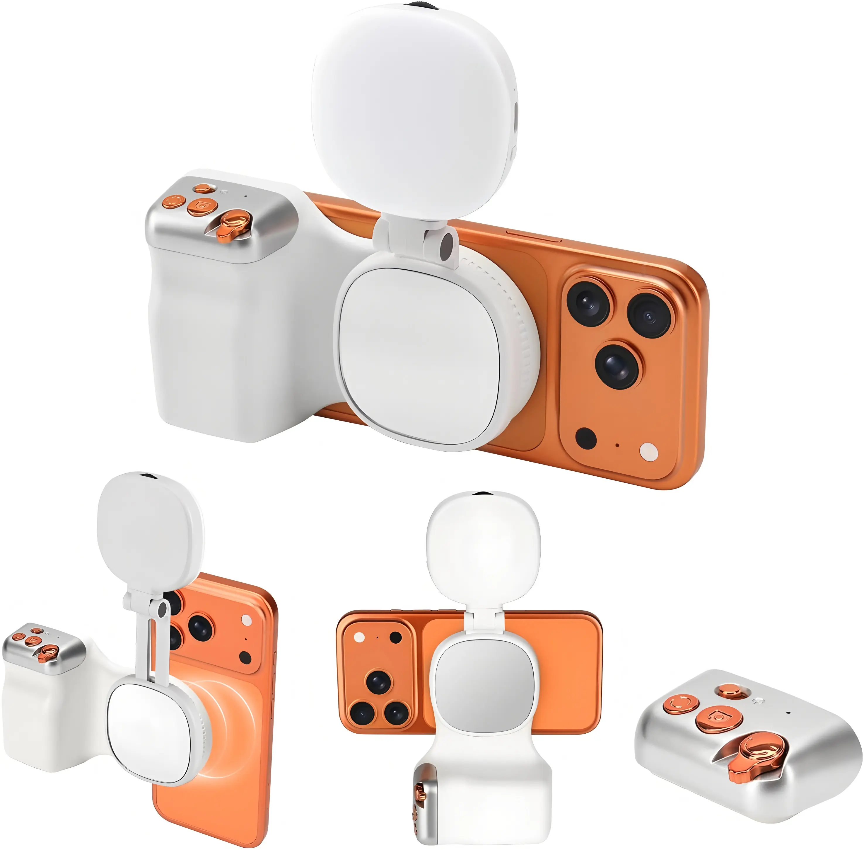 MAGNETIC Phone Camera Grip + C03 Magnetic Fill Light Silver Bundle Kit Compatible with Apple MagSafe & Android Devices Creator Kit for Selfies Photography TikTok Video Calls & Creation - Smartphone, Button summerwins