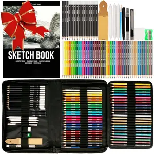 74 Pack Drawing Kit with Drawing Pencils - Drawing Set for Sketching, Pro Sketch Art Supplies with Sketch Book, Colored, Graphite, Charcoal, Watercolor & Metallic Pencil for Adults and