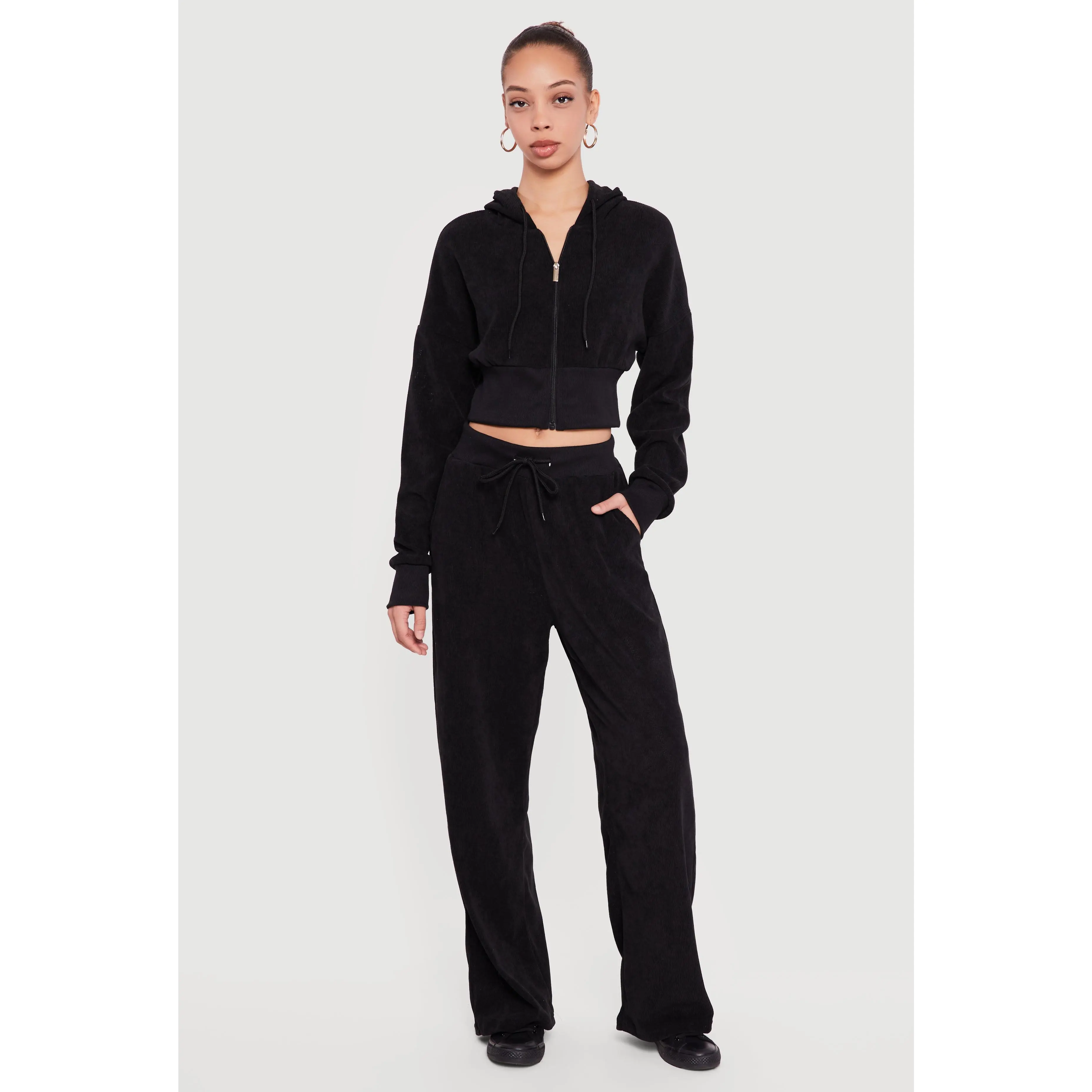 Drawstring Ribbed Knit Pants