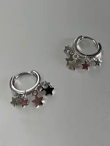 Y2K Style Star Design Hoop Earrings, Zinc Alloy Craftsmanship, Star Motif, Fashionable Jewelry for Women for Party & Daily Decor, Trendy All-match & Exquisite Jewelry for Gift