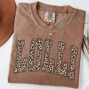 Comfort Colors Leopard Lolli Tshirt, Lolli T Shirt, Lolli Tee, Cute Lolli Shirt, Grandma Gift, Grandmother Shirt, Grandma Mimi Gigi, Unisex Casual Graphic T-Shirts