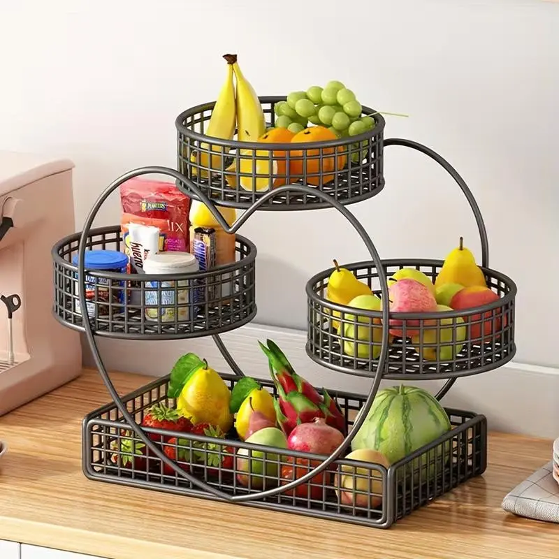 Heart Shaped 3-Layer Metal Fruit Storage Basket, Food Safe and Durable, Ideal for Fruits, Vegetables, Bread, Snacks, Candies, Perfect for Picnics, Weddings, Parties, Holiday Gifts