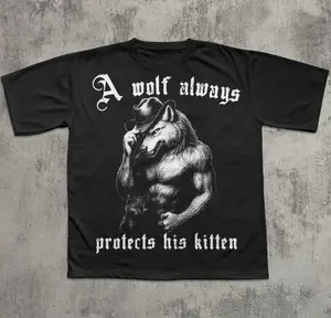 A Wolf Always Protects His Kitten Funny Meme T-shirt, Alpha Werewolf Shirt, Unwearable Shirts, Cringe Tshirt, Weird Tee