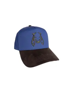 Unisex Cotton All-Seasons Baseball Cap, Cat Logo Embroidered Design, Blue and Brown Color Block, Adjustable Stylish Hat, Universal Fit for Sports & Outdoor Use