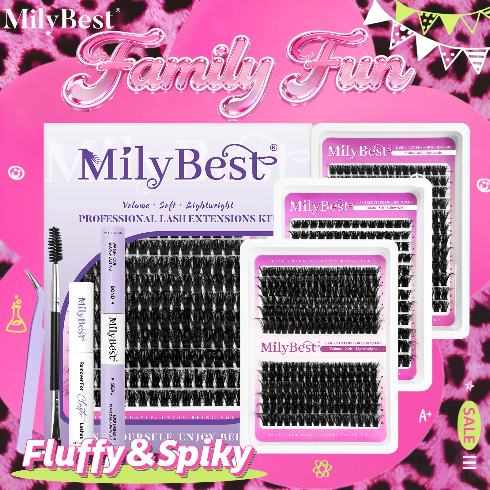 MilyBest Lashes Clusters Kit - 3 Styles Mixed Length Individual Eyelashes Extensions, Makeup, Cosmetic, with Tweezers, Bond & Remover, Professional Self-Grafting False Lashes for Women,falldealsforyou,familyfun