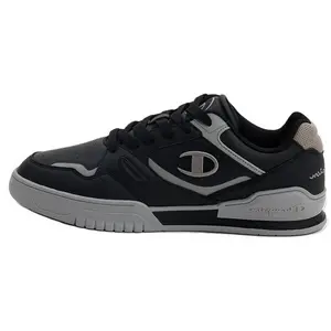 Champion PU Round-Toe Lace-Up Low-Top Casual Sneakers for Men in Black/Gray Trending Shoes, House White Official Shoes to Get / Maison Mihara
