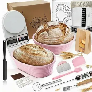 Sourdough Starter Kit, Bread Proofing Basket Set, 18 Pcs/Set Round Oval Banneton Bread Proofing Baskets, Bread Making Tools Premium, Baking Utensils