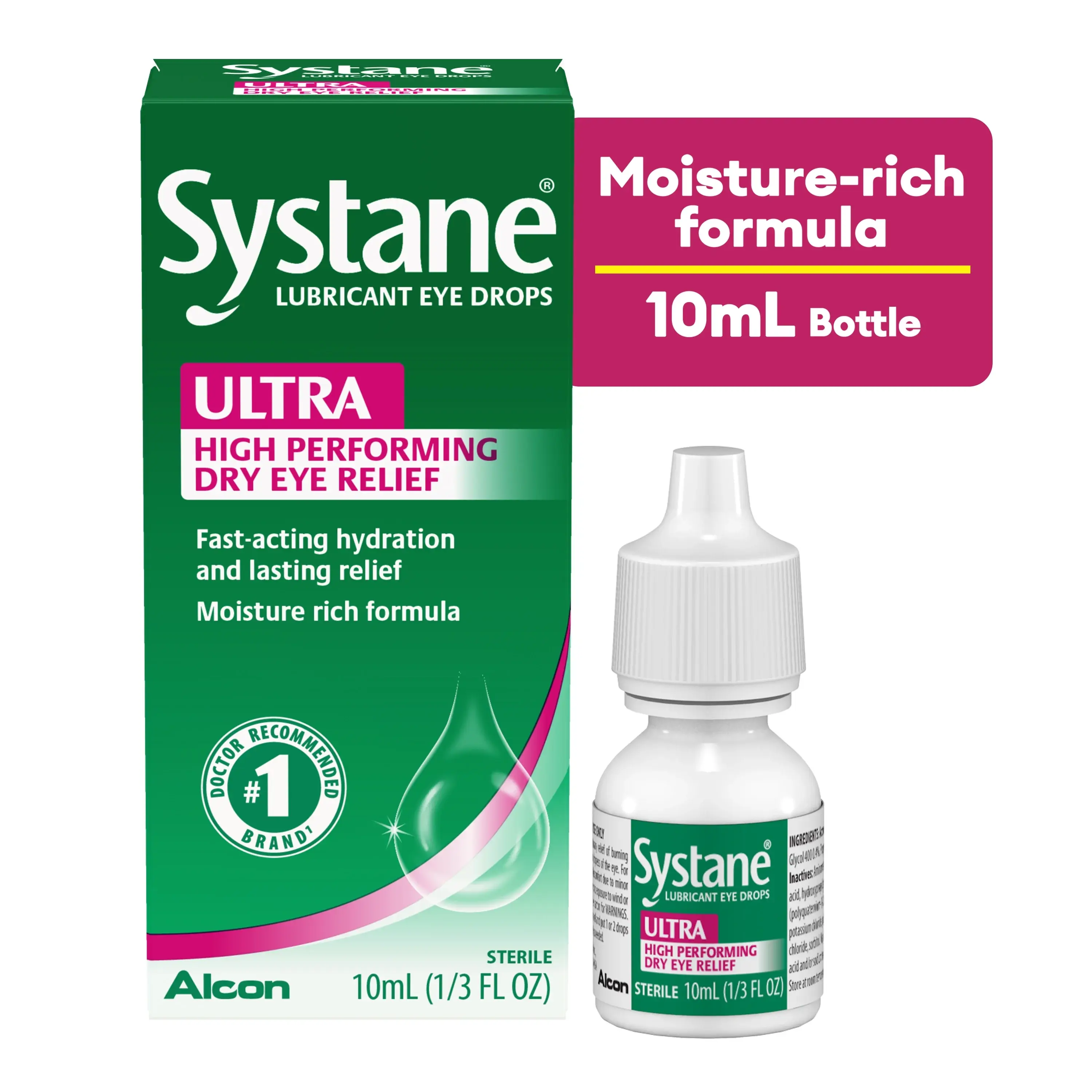 Systane Ultra Liquid Eye Drops for Dry Eye Relief & Daily Use – 10 mL Lubricant Eye Drops Moisture Restore