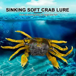 Realistic Crab Bait with Hook, Artificial Soft Silicone Fishing Lure, Sinking Crab Soft Bait for Far Casting, Lifelike Fishbait