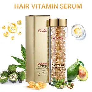 Natural hair vitamin, Premium Hair Treatment Serum, No Rinse, with Castor Oil, Keratin, Argan Macadamia Avocado Oils - Vitamins A C E Pro B5, Conditioner for Women & Men, healthy hair Haircare Moisturizer Comfort