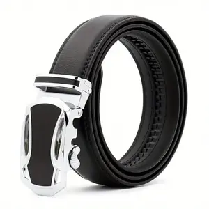 Men Red Color 3.5cm Width Cow Leather Strap High Quality Automatic Buckle Belts for Men Brand Luxury Designer Belts Man