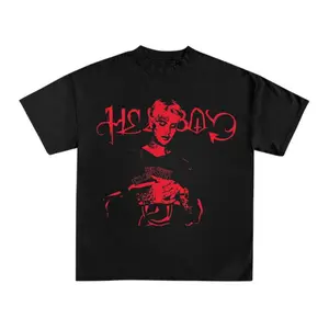 Hellboy Lil Peep Tribute T-Shirt, Bold Red Graphic Design, Perfect for Music Fans and Streetwear Enthusiasts, Comfortable Black Tee for Everyday Wear
