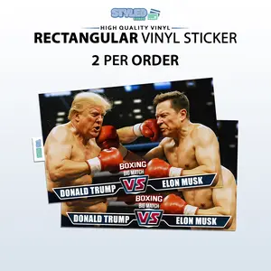funny trump vs elon rectangle vinyl sticker made with high quality vinyl 2 per order