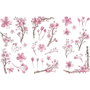 3 Sheets Cherry Blossom Tree Flower Washi Stickers Decals for Scrapbook Card Making Envelope Guitar Walls  Crafts Tumblers Windows Furniture, Cherry Blossoms Tree Decal Sticker