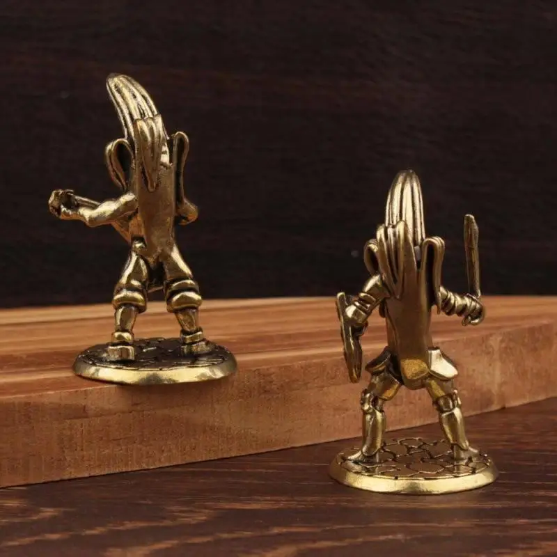 Vintage Handmade Brass-Bronze Artistic Samoyed Banana Motif Guitar Player Figurine - Samurai Themed, Unique Carving, High Polish Finish, Desk Decor, Ideal Gift for Men (Figurines & Miniatures for Home Office)
