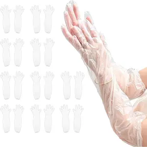 20Pcs(10 pairs) Long Disposable Cleaning Gloves, 60 cm/ 23.6inch Elbow Length Plastic Waterproof Sleeve for Cooking, Dishwashing, Hair Color, Field Dressing, House Cleaning,House Gardening