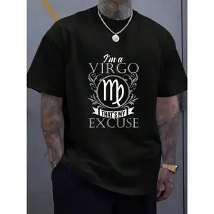 100% Cotton Funny Virgo Born In August September Birthday Zodiac Sign T-Shirt, Women's Men's Graphic Tee Causal Tops