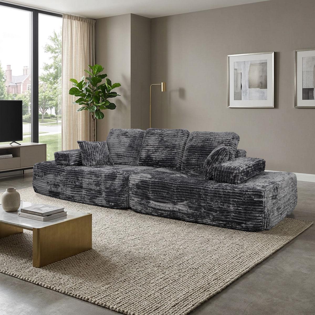 [2 packages shipped] 110 inch Corduroy fabric high-density sponge boneless sofa multiple combination methods ergonomic suitable for various scenarios compressed sofa No need to assemble segmented sofa kit, flexible configuration