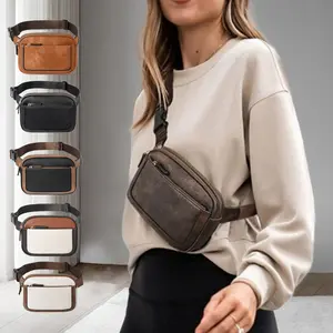 Unisex Stylish Classic Waist Bag Trendy Contrast Color Design Crossbody Bag Adjustable Shoulder Strap Shoulder Bag