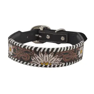 Hand-Tooled Leather Dog Collar MYRA