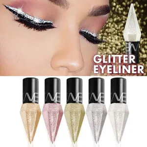 LOOKAVE 5-piece Liquid Glitter Eyeshadow Set, colorful eyeliner pencil, stackable anti-crease liquid eyeshadow, long-lasting waterproof highlight, glossy eyeshadow pencil, women's eye makeup gift Metallic Eyeshadows Sparkly Shimmer Eyeshadow
