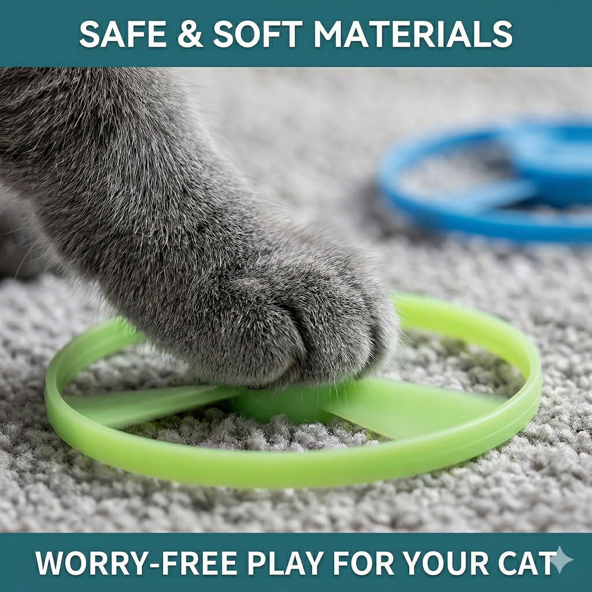 Cat Interactive Fetch Toy Set, Flying Disc Launcher Gun, Cat Track Toy for Training Hunting Chasing Interactive Cat Toys for Bored Indoor, Cute Kitten Kitty Toys, Flying Propellers For Dog and Puppy Pet Supplies, Cat Stuff Outdoorfun