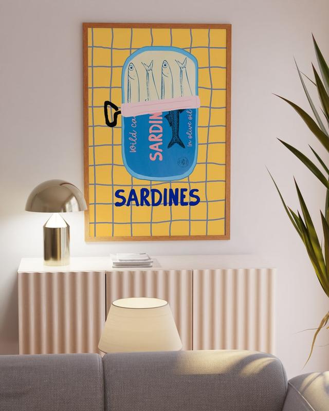 Sardines Art Print, Tin Fish Art Print, Sardines Tin Print, Colorful Fish Print, Kitchen Wall Art, Trendy Wall Art, Seafood Wall Art