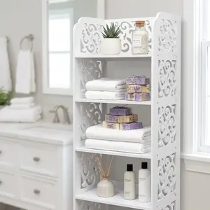 WPC Board 5-Layer Multi-Functional Rack - 16.5×9.4×31.5 Inches, Vertical Slim Storage Rack, Multi-Tier Storage Cabinet, Multi-Functional, Simple Design, Large Capacity, Sturdy and Durable portable closet storage organizer wardrobe wooden shoe