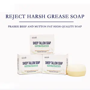 4 pack HongWei Sheep Tallow Soap; Natural ingredients; Unclog clogged pores; improve acne prone skin; brightens skin tone. Skincare Body Care Body Wash Cleansing Skin Repair Moisturize Comfort Cleanser Moisture Sensitive Moisturizer Hydrating