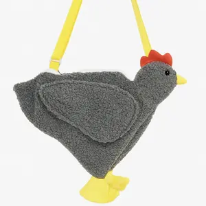 Funny Dark Gray Chicken Purse Handbag With Feet, 15"x12"x4" with Adjustable Strap Wing Pocket Zipper Closure Lightweight Polyester Crossbody Tote Farmhouse Novelty Gift for Chicken Lovers