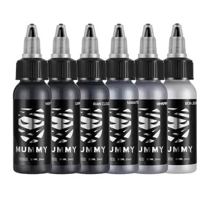 Mummy Professional Tattoo Ink 6PCS 30ML Body Art Sterilized Permanent Coloring USA Custom Tattoo Colors Ash Grey Set
