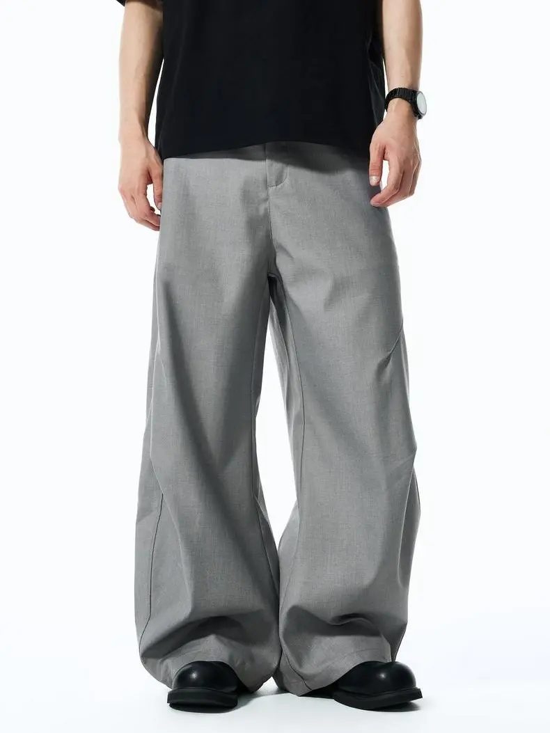 Inflation baggy pants Curved Blade Suit Pants Autumn New American Cleanfit Street Work Casual Trousers Men Menswear Beige, Street Wear, Casual Men's Pants