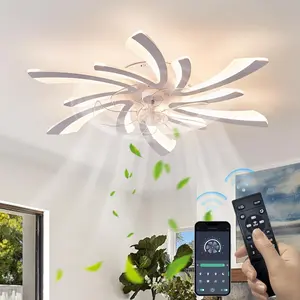 LED Ceiling Fans with Lights, 30.7 Inch Modern Design Ceiling Fan, Dimmable Ceiling Light Fixture, 3 Color Temperatures, Flush Mount Fanlight with Remote for Bedroom, Kitchen, Indoor Use