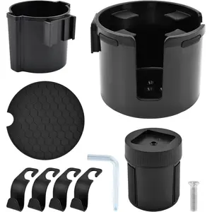 2-in-1  Cup Holder Expander with 4 Hooks - Upgraded Adjustable & Expandable Base, Offset Option, Versatile  Accessories Fits , Hydroflask, Large Water Bottles