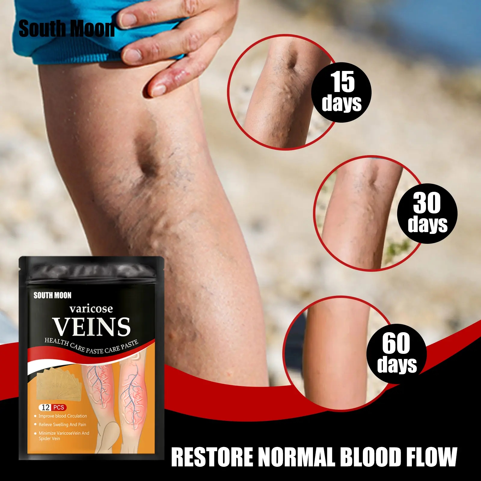 Leg Pain Relief Patch for Varicose Veins, Blood Clots, and Swelling with Cold Compress Treatment Healthcare Therapy Therapeutic Alternative Wellness