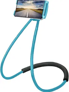 Universal Smart Mobile Phone Stand,Hanging on Neck Cell Phone Mount Holder, Flexible Lazy Bracket DIY Free Rotating for Multiple Functions (Blue)