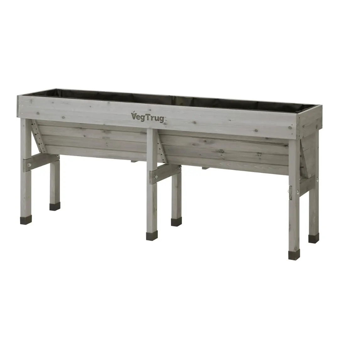 VegTrug Wall Hugger Cedar Wood Raised Garden Planter, Grey Wash, Medium 1.8m