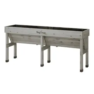 VegTrug Wall Hugger Cedar Wood Raised Garden Planter, Grey Wash, Medium 1.8m