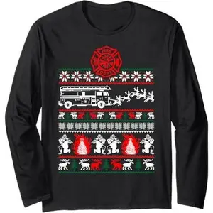 Christmas Firefighter Fireman Ugly Sweater Tshirt