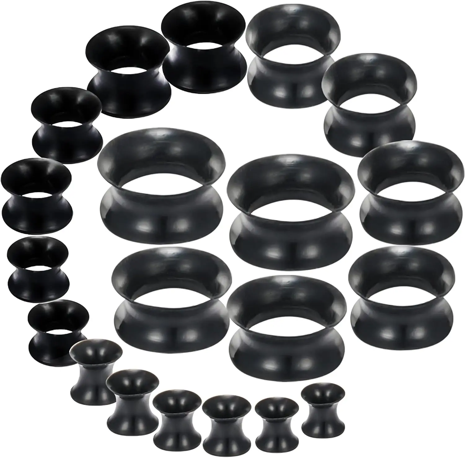 Silicone Ear Gauge Piercing Kit for Adults - Expandable Multi-Pack Tunnels Plugs, Black/Clear/White Earrings for Earring Use, 4mm-20mm/6G-7/8In Retainers Stretching Expanders, Large Gauges Ear Plugs, Ears